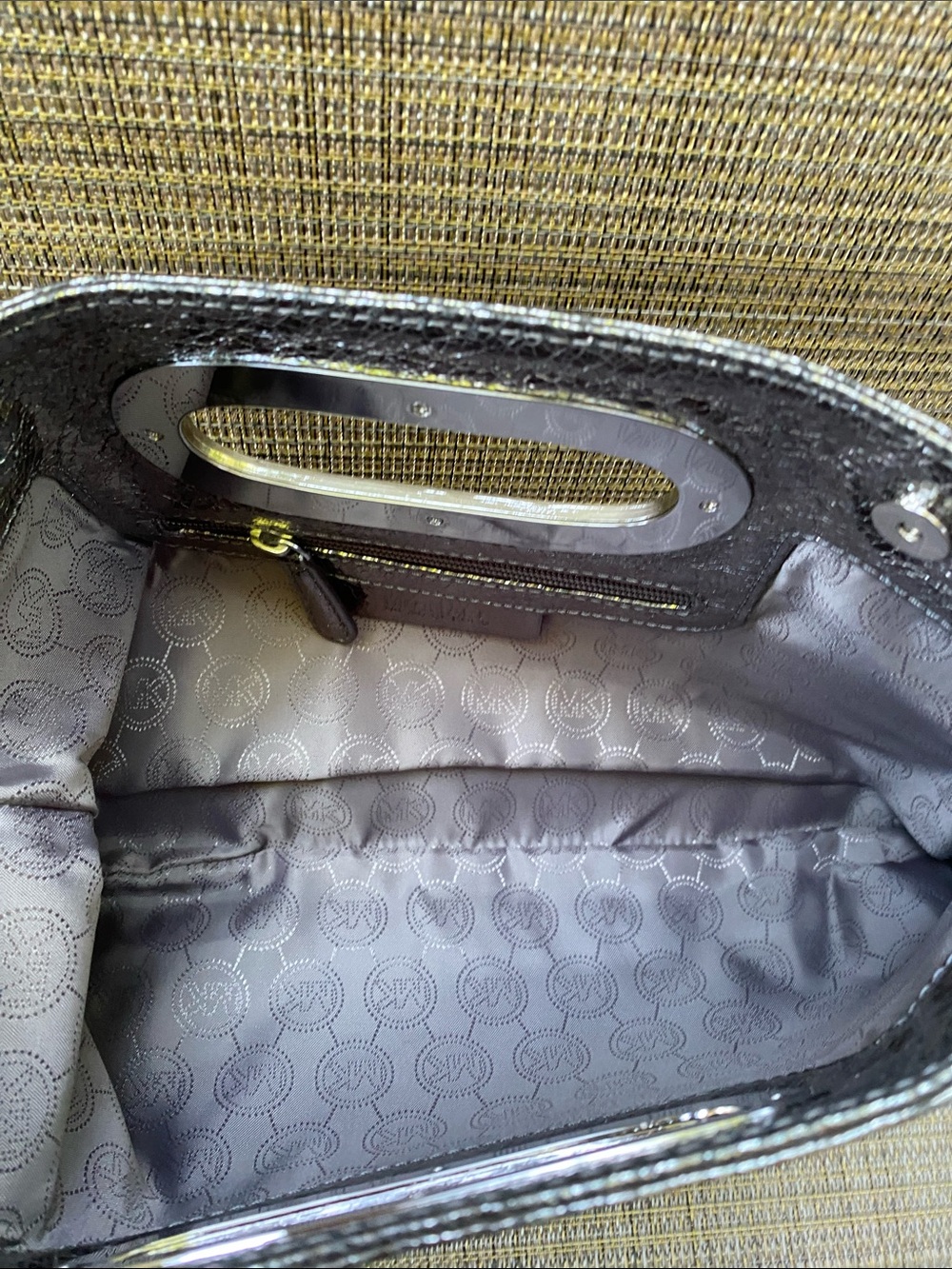 Michael Kors Iridescent Metallic Silver Handheld Clutch - Picture 4 of 4